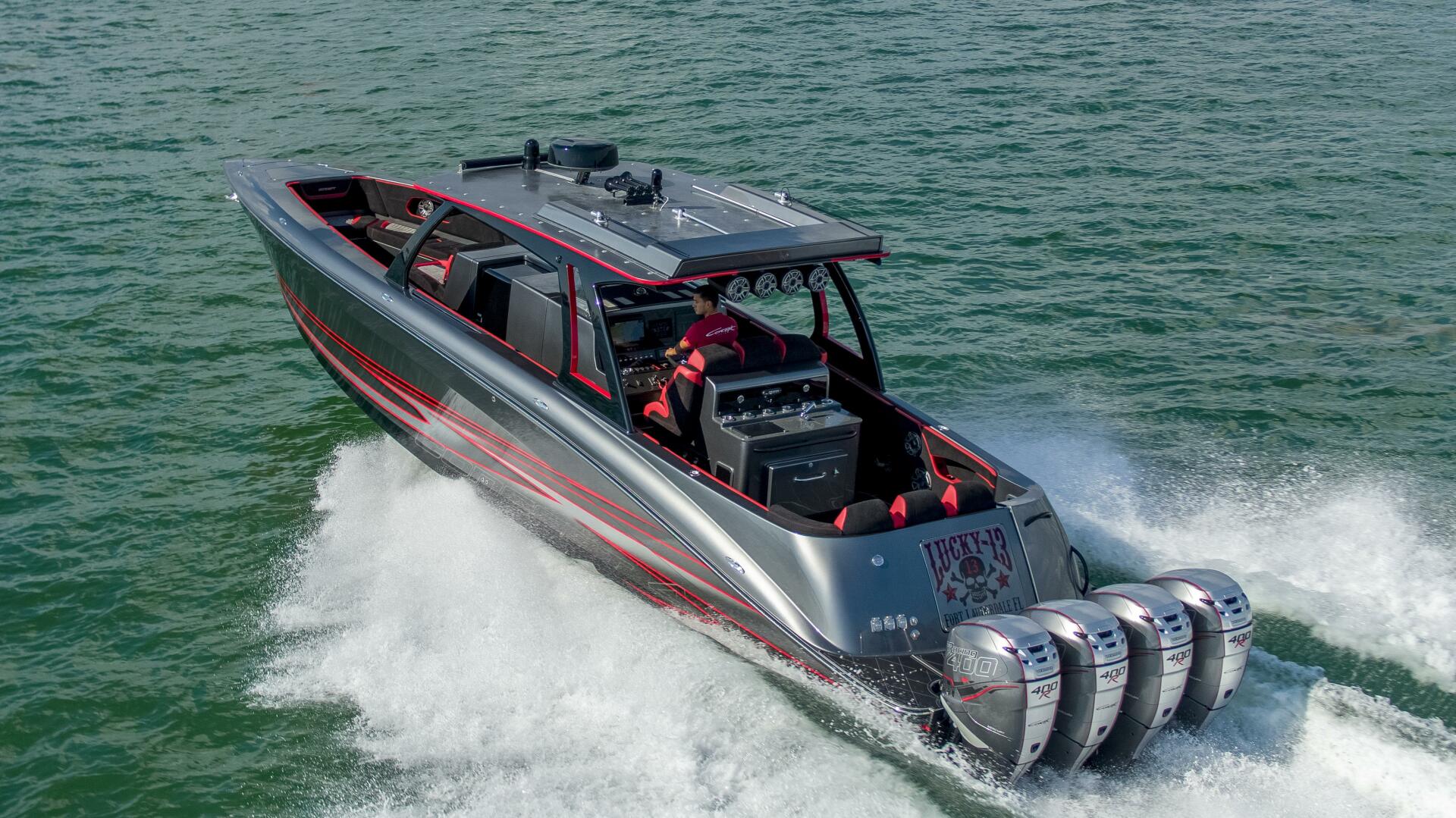 Concept Boats-Open Deck 2021-Lucky 13 Dania Beach-Florida-United States-Aerial Overhead at Rest-4950857 | Thumbnail