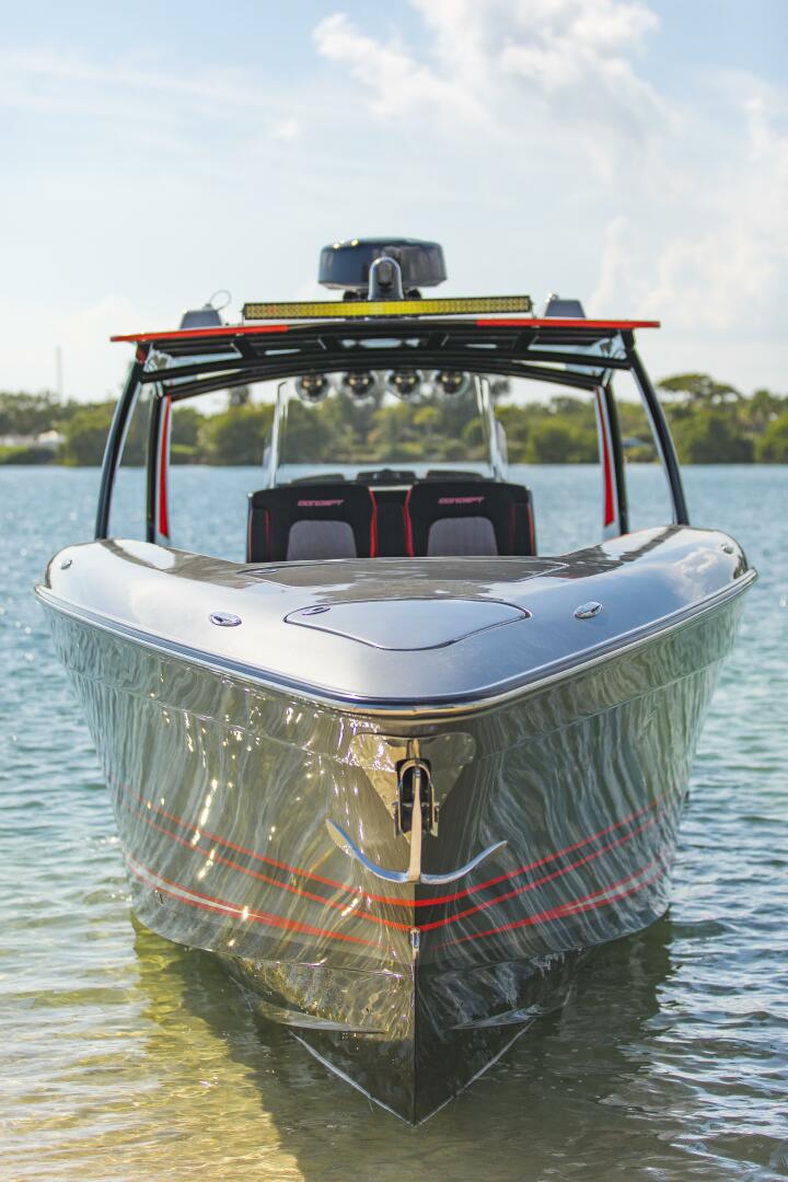 Concept Boats-Open Deck 2021-Lucky 13 Dania Beach-Florida-United States-Bow-On View at Anchor-4950766 | Thumbnail
