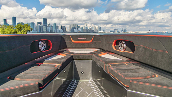 Concept Boats-Open Deck 2021-Lucky 13 Dania Beach-Florida-United States-Bow Lounge Looking Aft-4950801