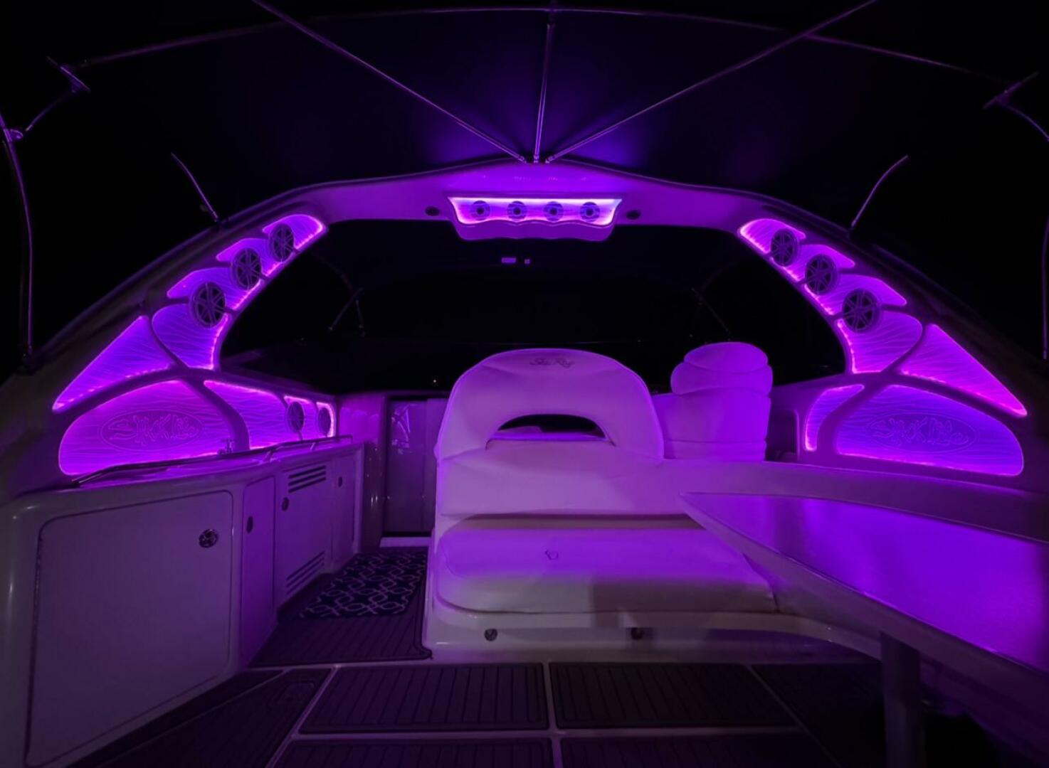 Sea Ray-380 Sundancer 2003 -Stuart-Interior of 2003 Sea Ray 380 Sundancer with vibrant purple LED lighting.-5185241 | Thumbnail