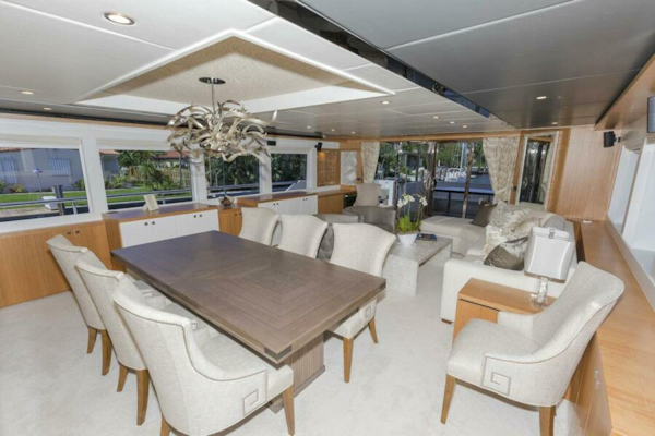 Johnson-Flybridge w/Hydraulic Platform 2027-JOHNSON 93 OPEN FB Kaohsiung-Taiwan-Salon Looking Aft-5032652
