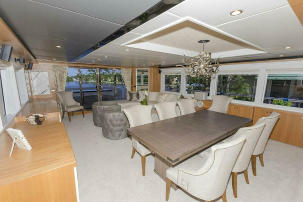 Johnson-Flybridge w/Hydraulic Platform 2027-JOHNSON 93 OPEN FB Kaohsiung-Taiwan-Salon Looking Aft-5032655