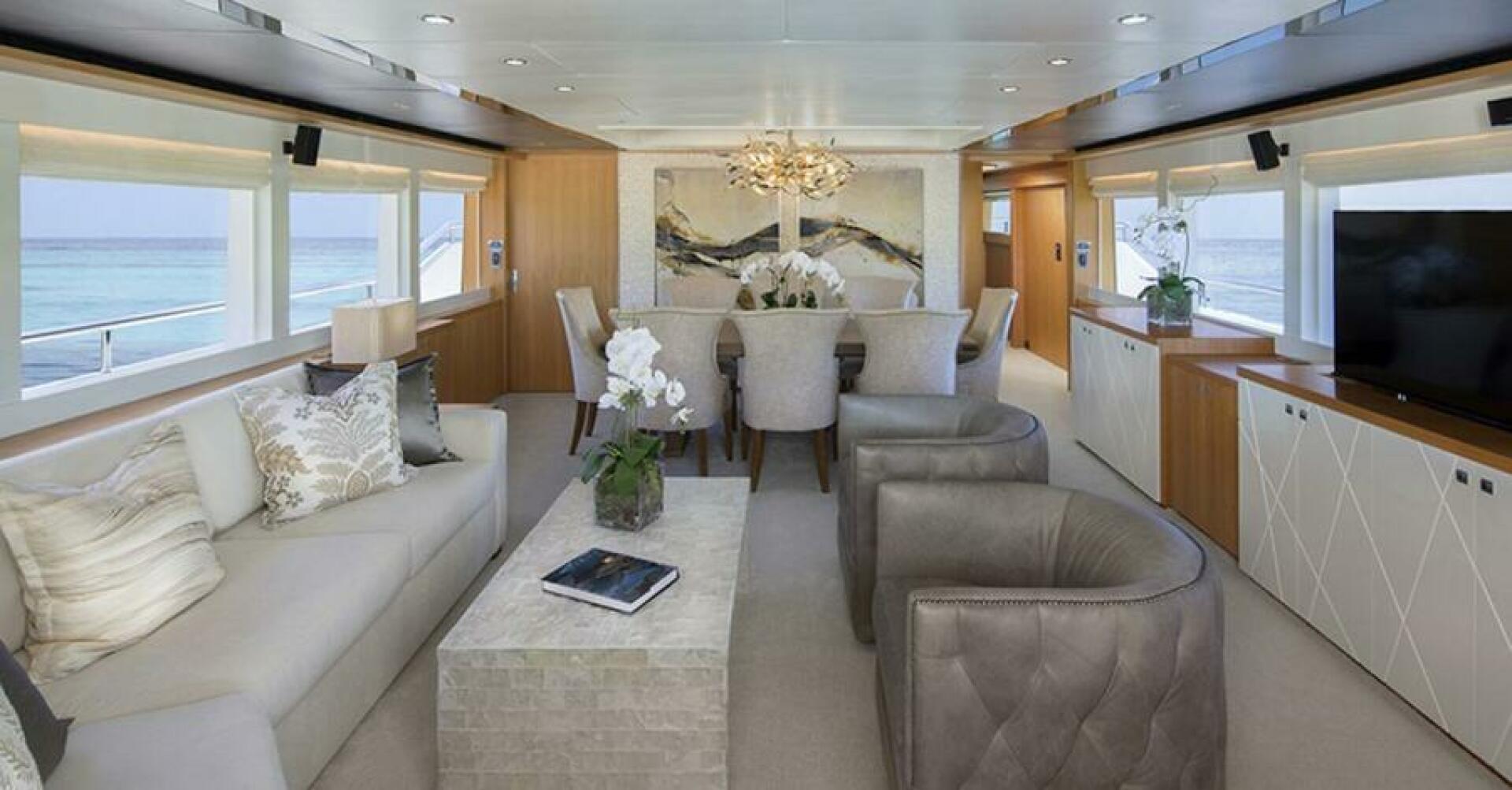 Johnson-Flybridge w/Hydraulic Platform 2027-JOHNSON 93 OPEN FB Kaohsiung-Taiwan-Salon Looking Forward-5032645 | Thumbnail