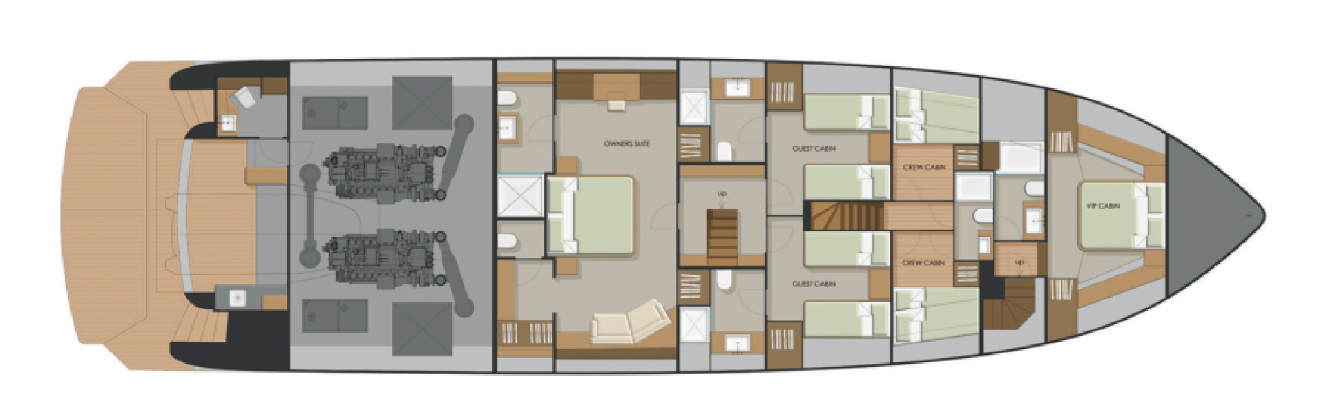 Johnson-FLYBRIDGE w/ON-DECK MASTER 2027-Johnson 92 Flybridge Kaohsiung-Taiwan-Lower deck owners layout-5032817 | Thumbnail