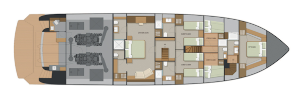 Johnson-FLYBRIDGE w/ON-DECK MASTER 2027-Johnson 92 Flybridge Kaohsiung-Taiwan-Lower deck owners layout-5032817