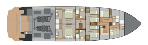 Johnson-FLYBRIDGE w/ON-DECK MASTER 2027-Johnson 92 Flybridge Kaohsiung-Taiwan-Lower deck layout-5032819