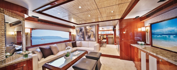 Johnson-Flybridge w/Hydraulic Platform 2027-JOHNSON 80 FLYBRIDGE Kaohsiung-Taiwan-Salon looking fwd-5033157