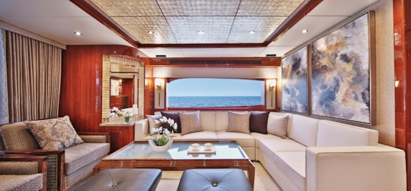 Johnson-Flybridge w/Hydraulic Platform 2027-JOHNSON 80 FLYBRIDGE Kaohsiung-Taiwan-Salon looking to port-5033159