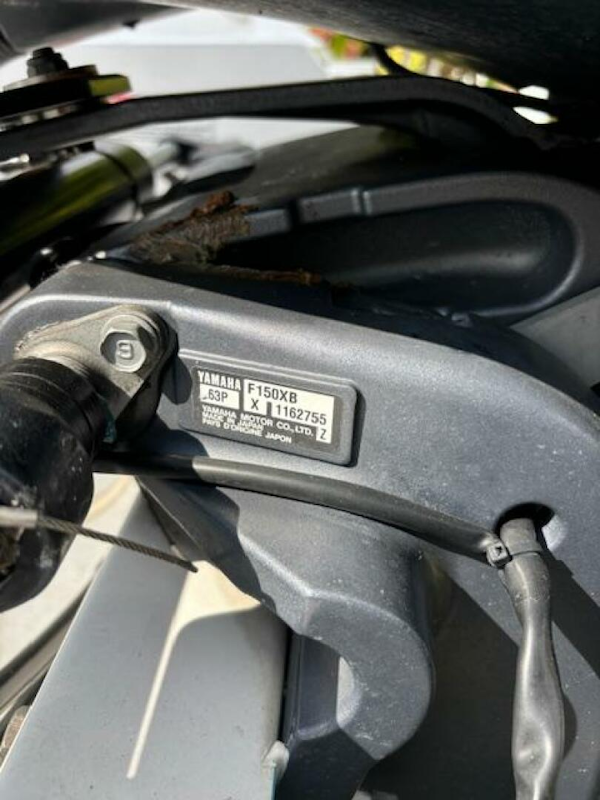 Release-208 RX 2016 -Stuart-Close-up of Yamaha F150XB engine part with serial number, 2016 Release 208 RX model.-5114919