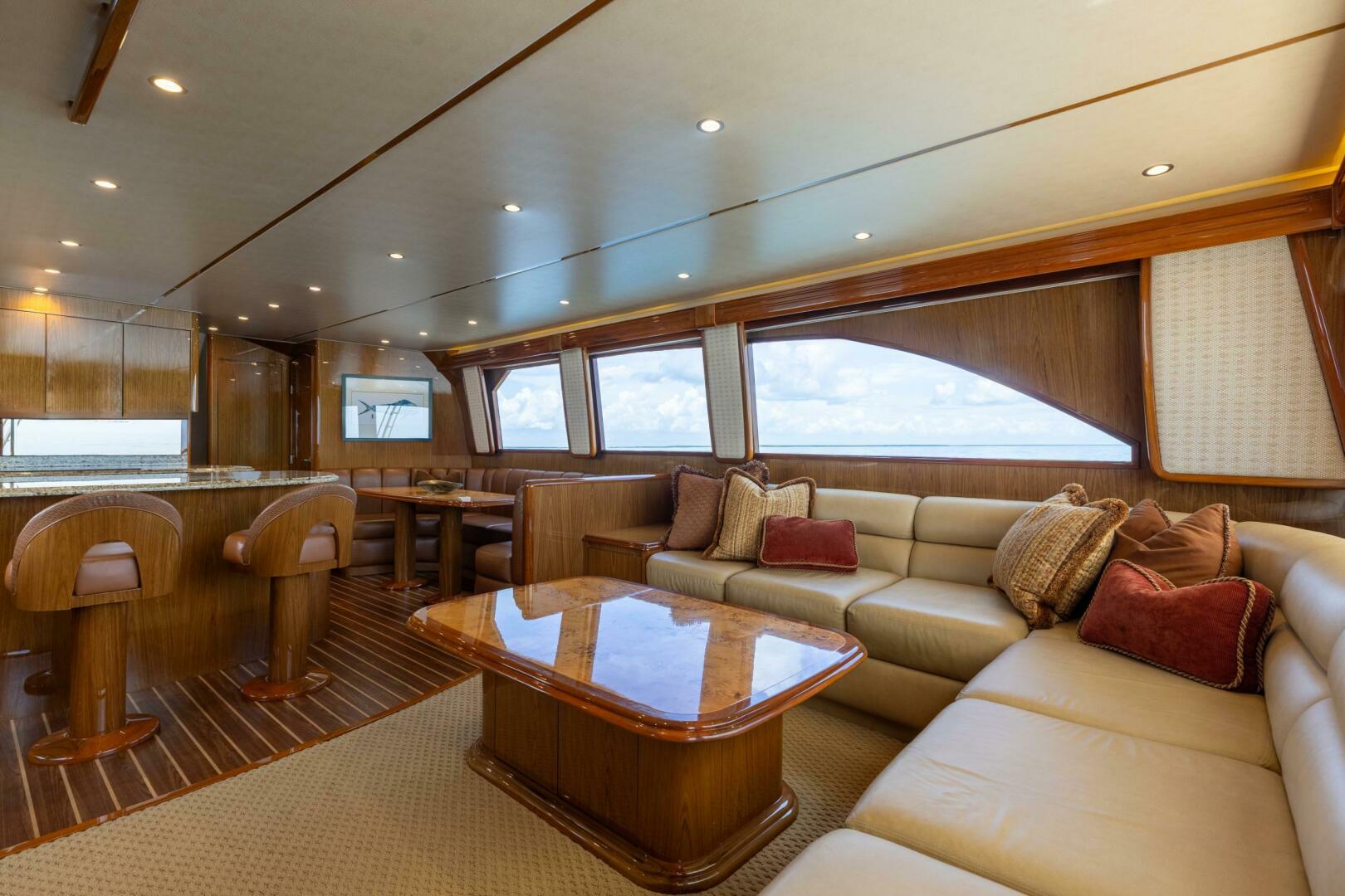 Viking-76 Enclosed Flybridge 2012-MODERATION Stuart-Florida-United States-Salon Seating Looking Forward Starboard-5641569 | Thumbnail