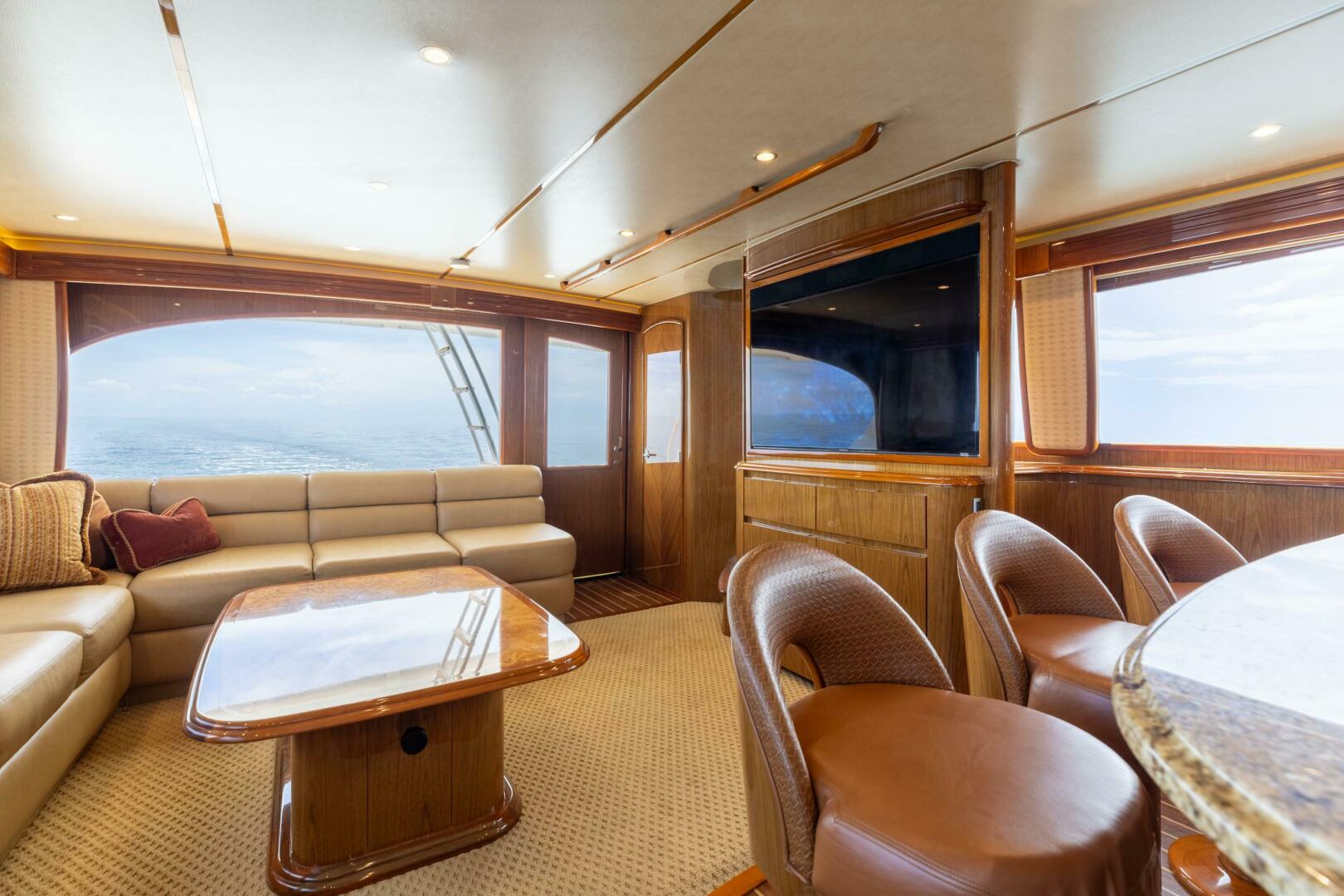 Viking-76 Enclosed Flybridge 2012-MODERATION Stuart-Florida-United States-Salon Entertainment Looking Aft Port-5641571 | Thumbnail