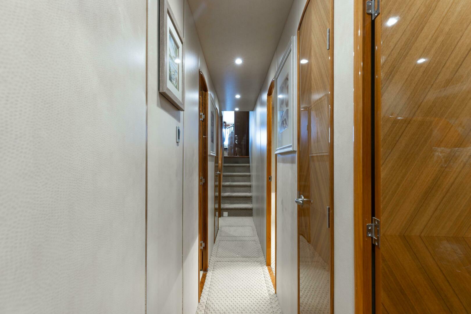 Viking-76 Enclosed Flybridge 2012-MODERATION Stuart-Florida-United States-Hallway Staircase Looking Aft-5641622 | Thumbnail