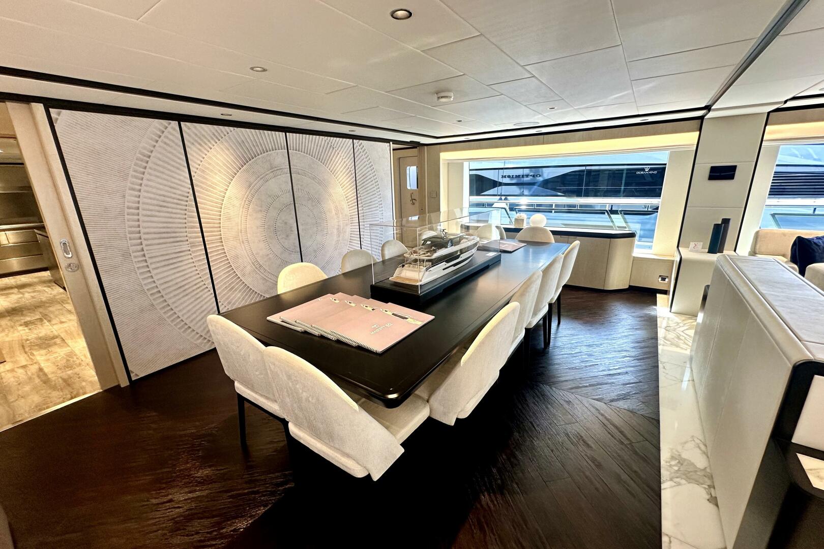 Majesty Yachts-120 2024-Optimism Stuart-Florida-United States-Luxurious interior of 2023 Majesty 120 yacht with elegant dining area and modern decor.-5695566 | Thumbnail