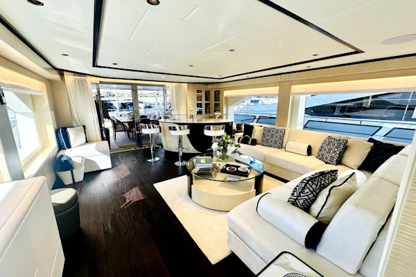 Majesty Yachts-120 2024-Optimism Stuart-Florida-United States-Luxurious interior of 2023 Majesty 120 yacht with elegant seating and modern decor.-5695607