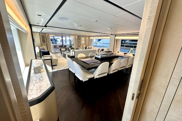 Majesty Yachts-120 2024-Optimism Stuart-Florida-United States-Luxurious interior of 2023 Majesty 120 yacht with elegant dining and seating areas.-5695572