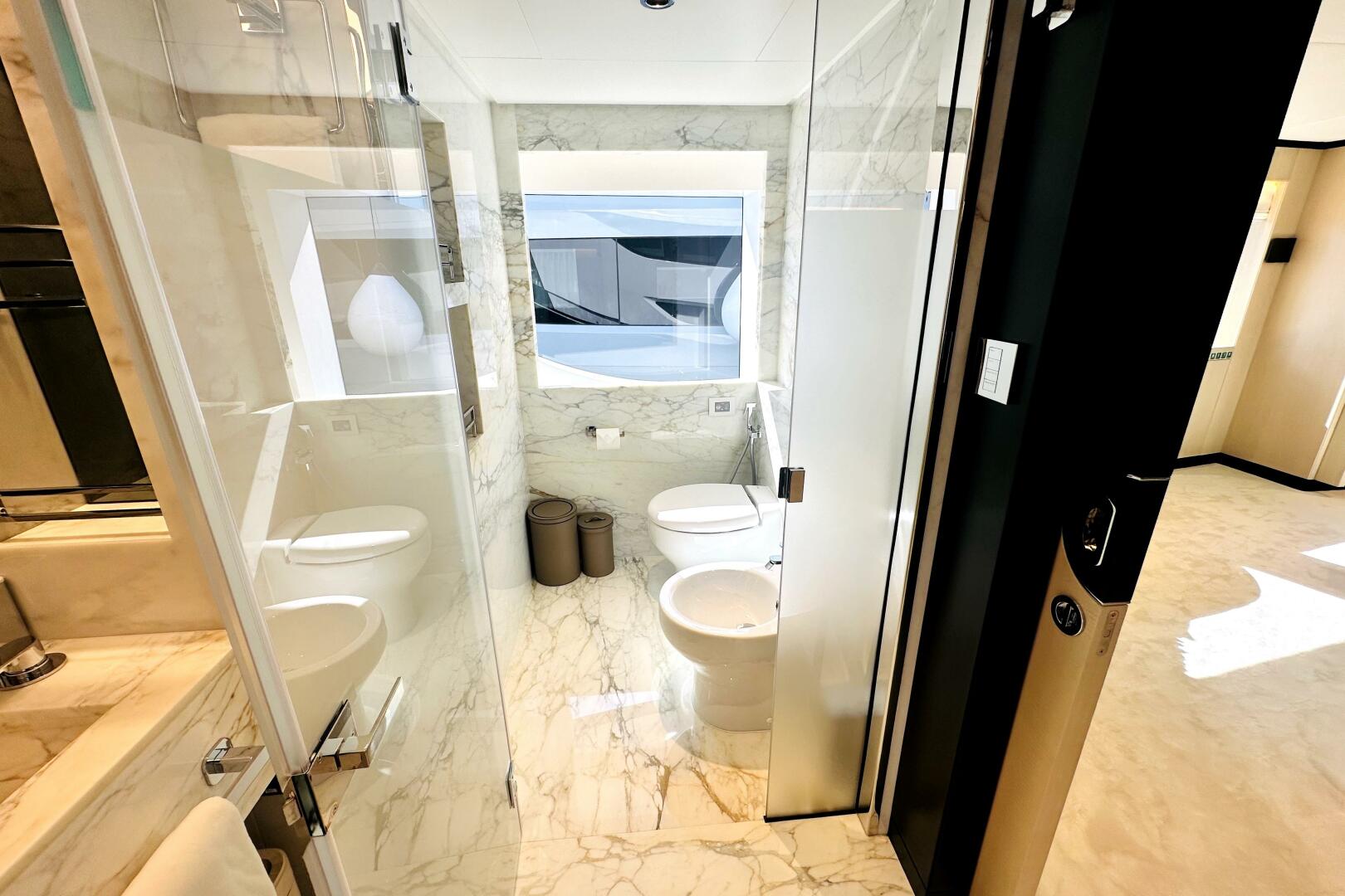 Majesty Yachts-120 2024-Optimism Stuart-Florida-United States-Luxurious marble bathroom interior on a 2023 Majesty 120 yacht.-5695600 | Thumbnail