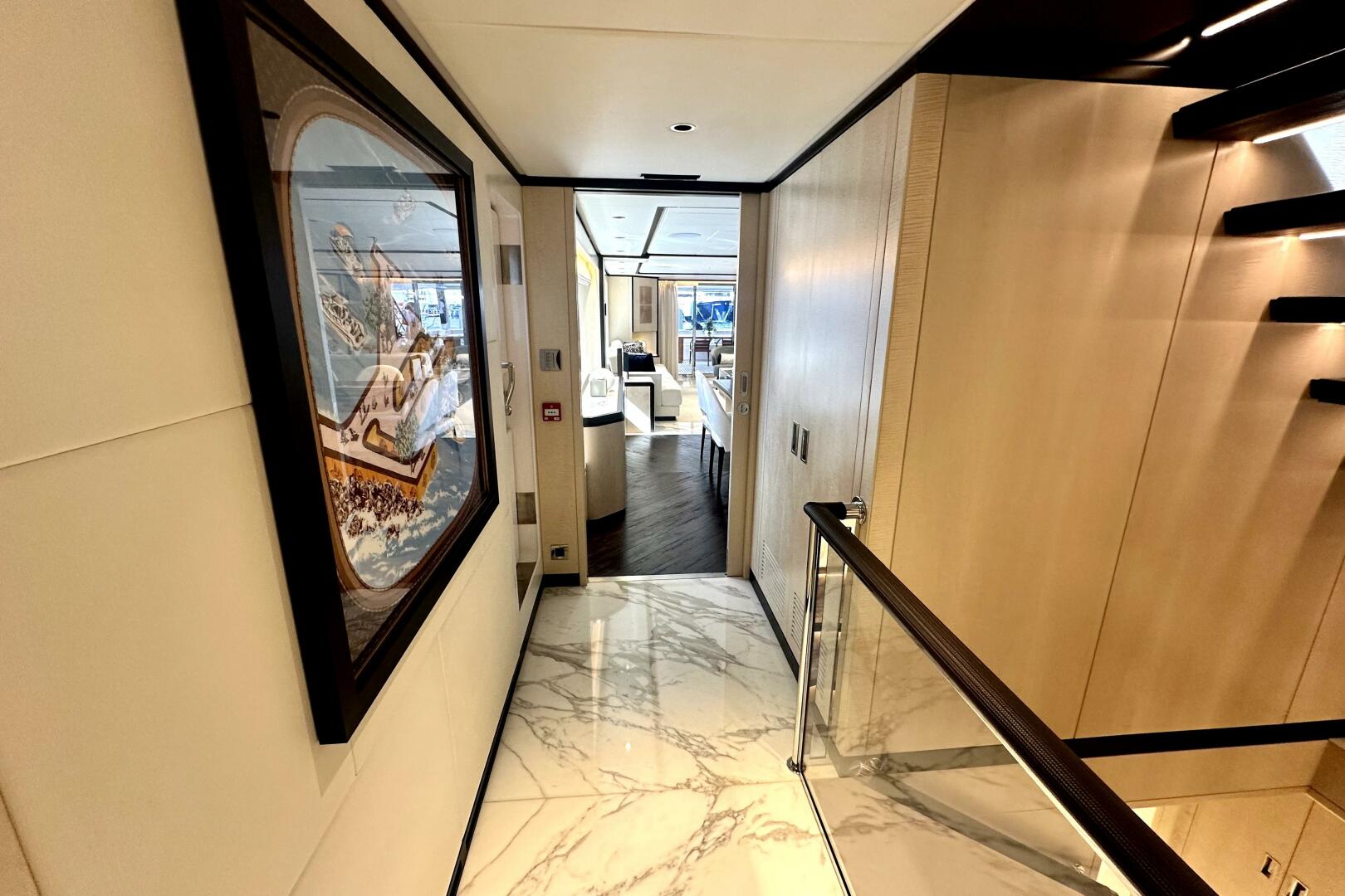 Majesty Yachts-120 2024-Optimism Stuart-Florida-United States-Luxurious interior hallway of 2023 Majesty 120 yacht with elegant decor and marble flooring.-5695574 | Thumbnail