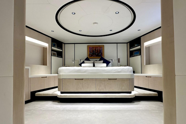 Majesty Yachts-120 2024-Optimism Stuart-Florida-United States-Luxurious bedroom interior of 2023 Majesty 120 yacht with modern design and elegant furnishings.-5695592