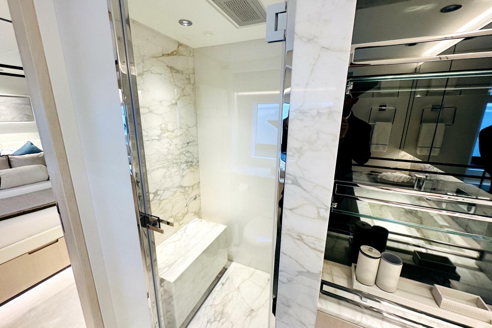Majesty Yachts-120 2024-Optimism Stuart-Florida-United States-Luxurious marble bathroom interior on 2023 Majesty 120 yacht.-5695570 | Thumbnail