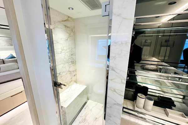 Majesty Yachts-120 2024-Optimism Stuart-Florida-United States-Luxurious marble bathroom interior on 2023 Majesty 120 yacht.-5695570