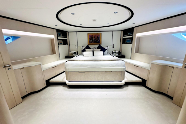 Majesty Yachts-120 2024-Optimism Stuart-Florida-United States-Luxurious 2023 Majesty 120 yacht bedroom with modern design and elegant furnishings.-5695581