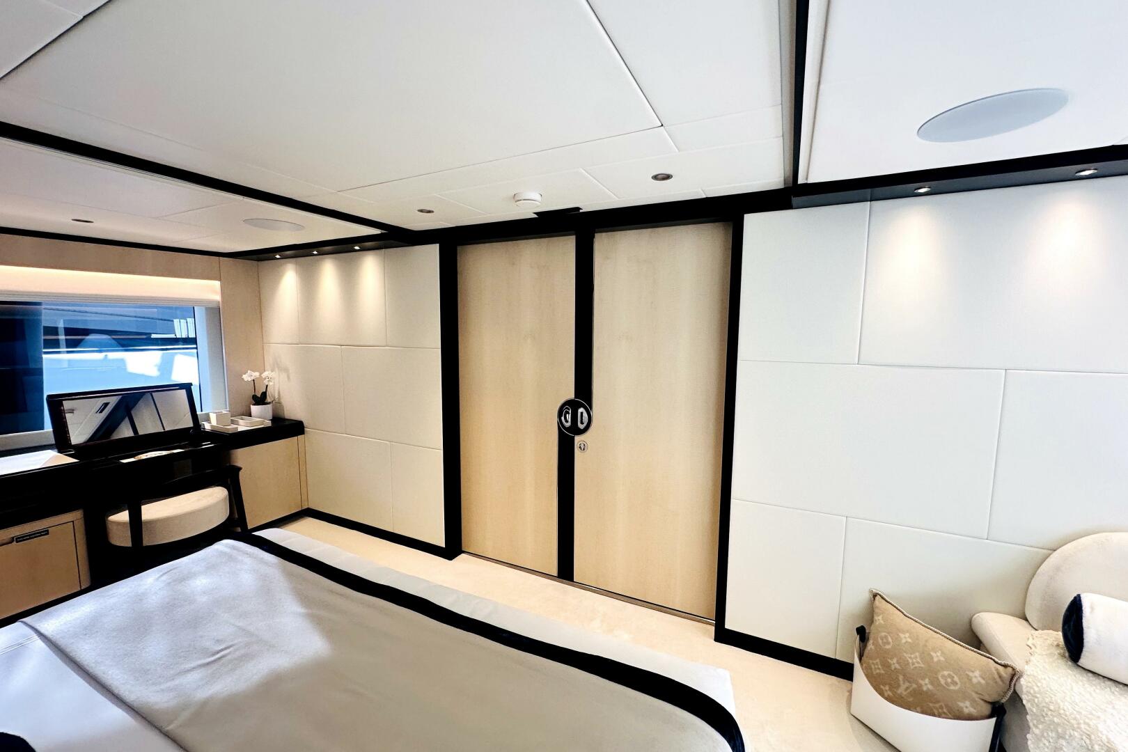 Majesty Yachts-120 2024-Optimism Stuart-Florida-United States-Luxurious 2023 Majesty 120 yacht bedroom with modern decor and elegant furnishings.-5695602 | Thumbnail