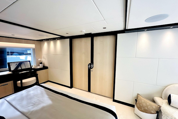 Majesty Yachts-120 2024-Optimism Stuart-Florida-United States-Luxurious 2023 Majesty 120 yacht bedroom with modern decor and elegant furnishings.-5695602