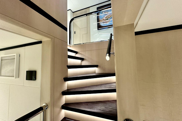 Majesty Yachts-120 2024-Optimism Stuart-Florida-United States-Luxurious interior staircase of 2023 Majesty 120 yacht with modern lighting.-5695575