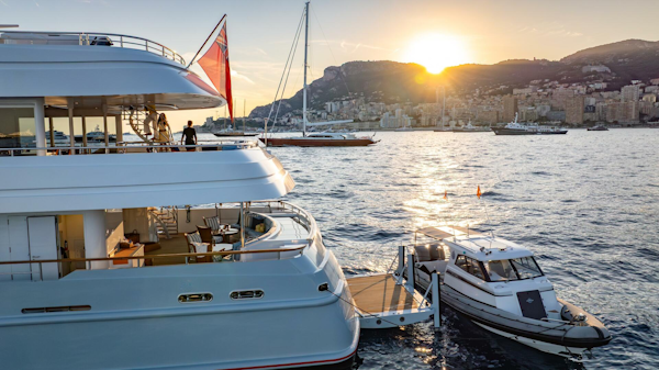 Timmerman-Custom Tri-Deck 2009-LATITUDE Viareggio-Italy-Port Aft With Door Open And Tender Alongside-5758202