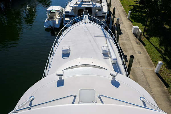 Viking-76 Enclosed Bridge 2014-OSH-IT Fort Lauderdale-Florida-United States-View of Bow from Tower-5770923