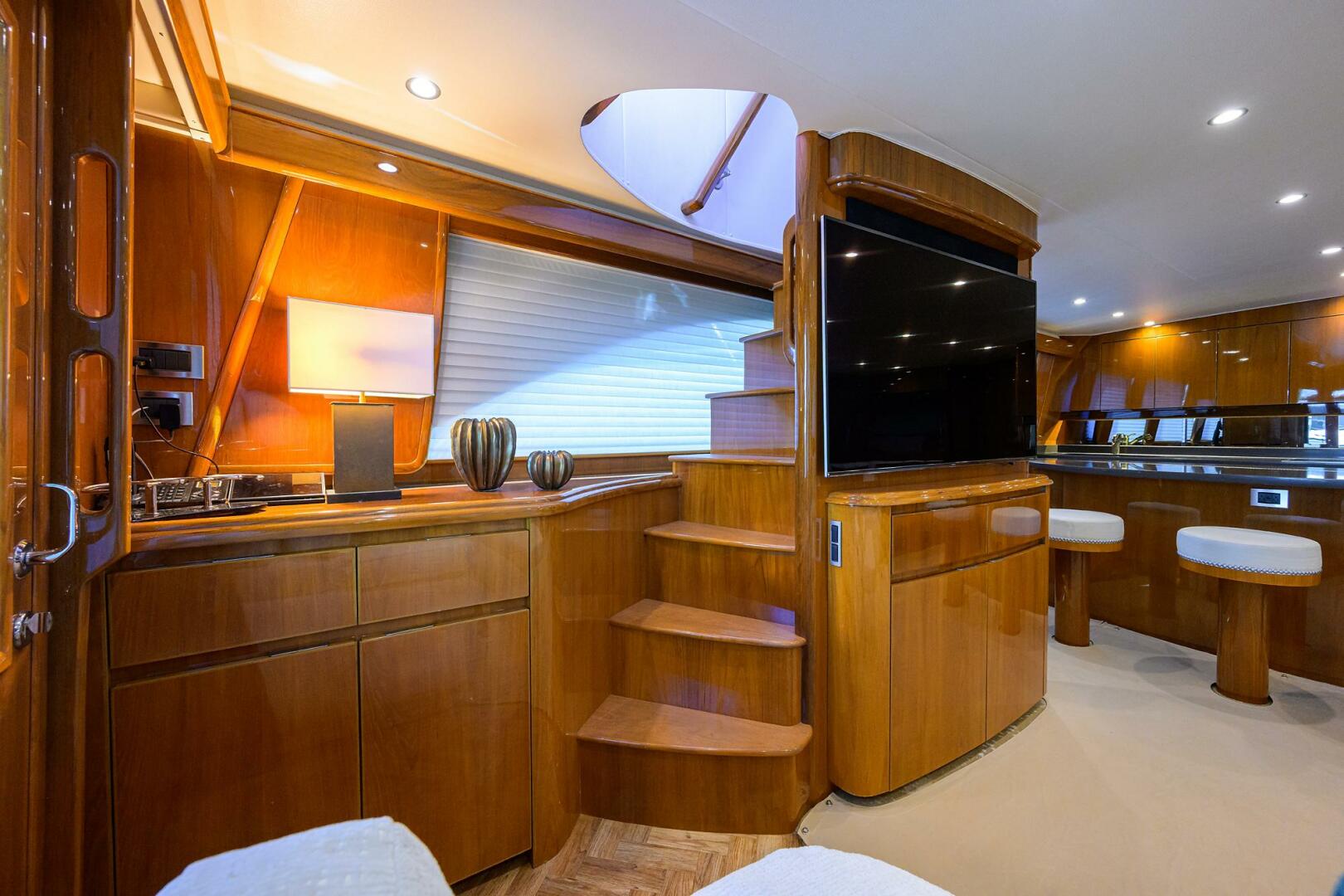 Viking-76 Enclosed Bridge 2014-OSH-IT Fort Lauderdale-Florida-United States-Salon Seating & Stairs to Flybridge -5770875 | Thumbnail