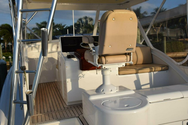 Custom Carolina-Dixon Boatworks Express 2008-OSPREY Stuart-Florida-United States-Teak Decking On Bridge Deck And Aft Facing Bench Seat To Right Of Helm.   Copy-5806555