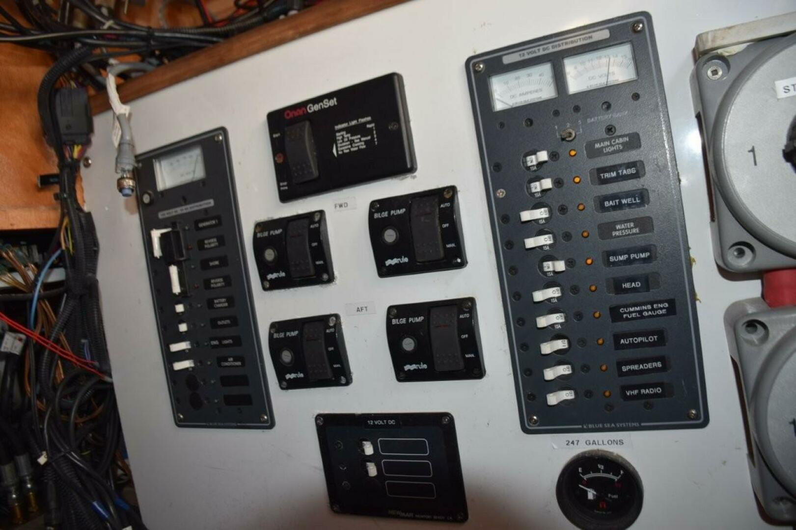 Custom Carolina-Dixon Boatworks Express 2008-OSPREY Stuart-Florida-United States-Breaker Panel, Shore Powergen Switching, Bilge Pump Monitors And Fuel Gauge (beneath Console)-5806581 | Thumbnail