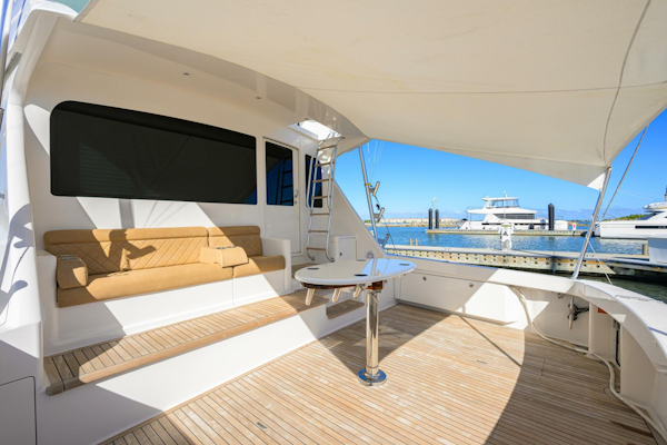 Viking-64 Convertible 2007-1/2 BARREL Jupiter-Florida-United States-Mezzanine Seat With Sail Shade Up And Tabletop On Rocket Launcher-5817849