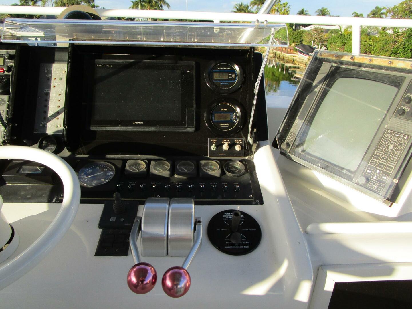 Viking-Cockpit Motor Yacht 1990-LUCKY STARS  Fort Lauderdale-Florida-United States-Helm Detail To Starboard-5864575 | Thumbnail