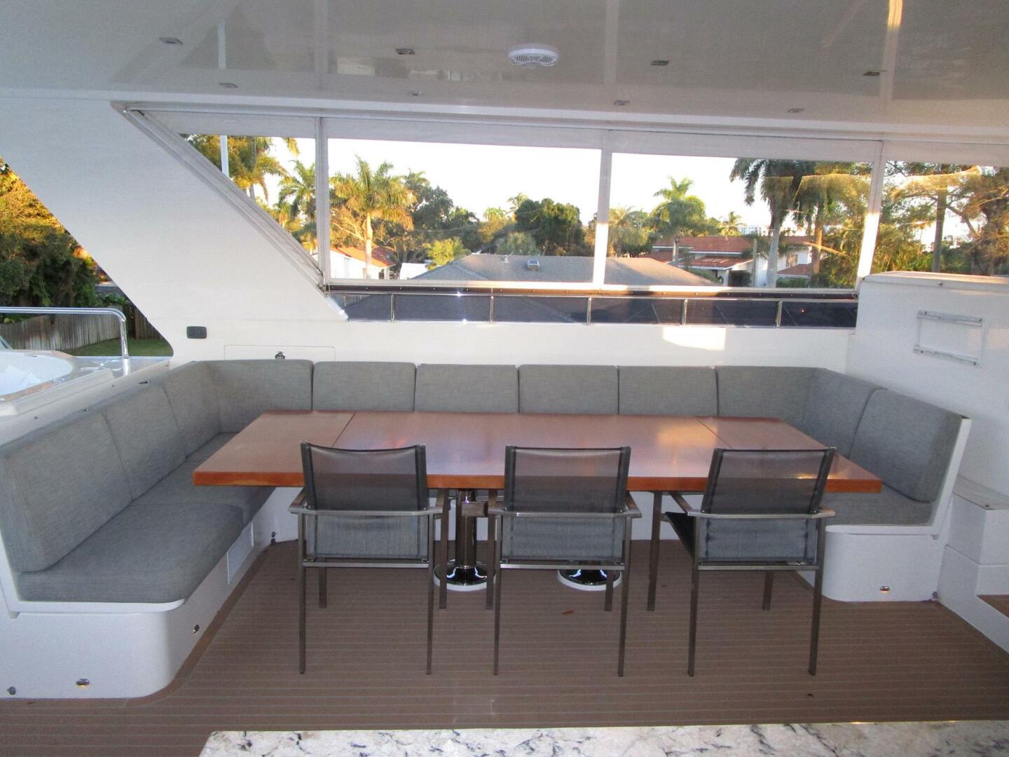 Hargrave-FB with Hardtop 2016-SEASEID Fort Lauderdale-Florida-United States-Portside Flybridge Dining-5861755 | Thumbnail