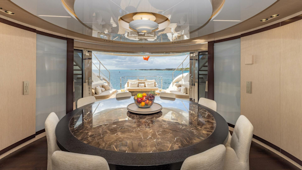 ISA-120 Sport 2017-BACK 9 AND A HALF Fort Lauderdale-Florida-United States-Main Dining Salon Looking Aft -5995370