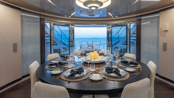 ISA-120 Sport 2017-BACK 9 AND A HALF Fort Lauderdale-Florida-United States-Main Dining Salon Looking Aft -5995371