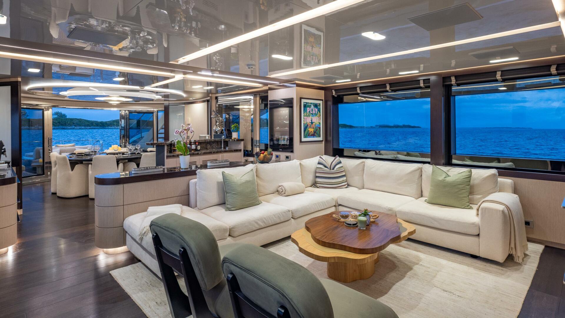 ISA-120 Sport 2017-BACK 9 AND A HALF Fort Lauderdale-Florida-United States-Main Deck Salon Looking Aft To Port  -5995373 | Thumbnail