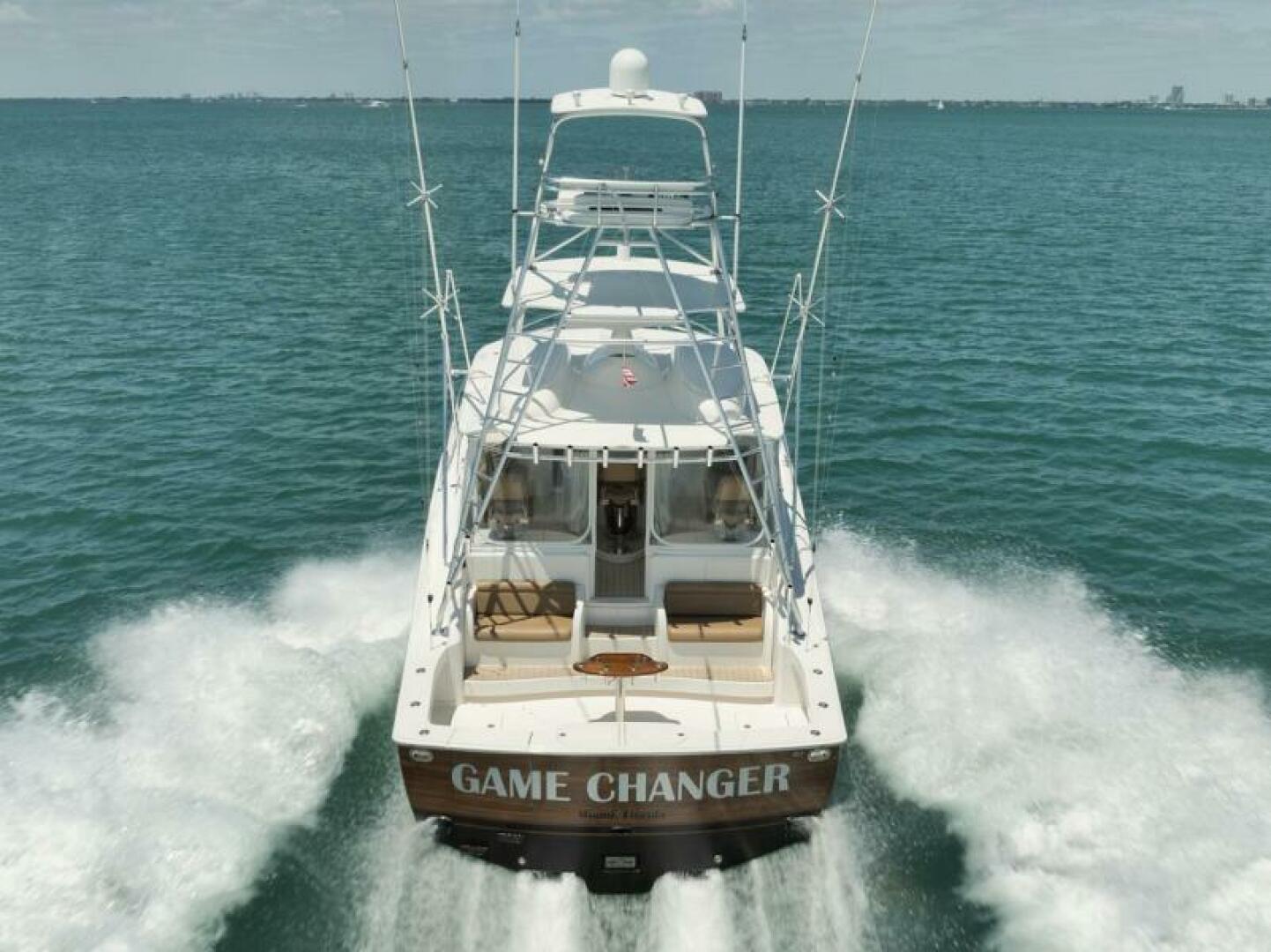 Viking-42 Open 2015-GAMECHANGER Jupiter-Florida-United States-Viking 42 GAMECHANGER  Aft Aerial Running Shot-6019468 | Thumbnail