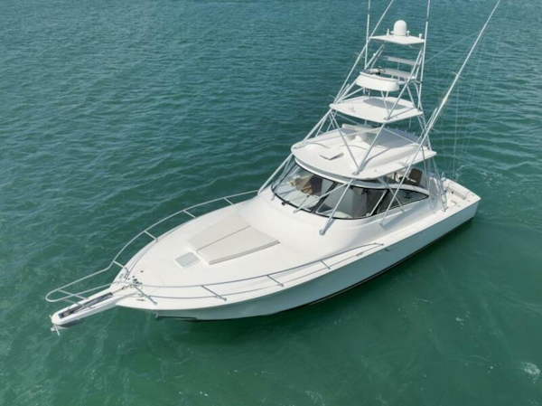 Viking-42 Open 2015-GAMECHANGER Jupiter-Florida-United States-Viking 42 GAMECHANGER  Port Bow Aerial Profile-6019465