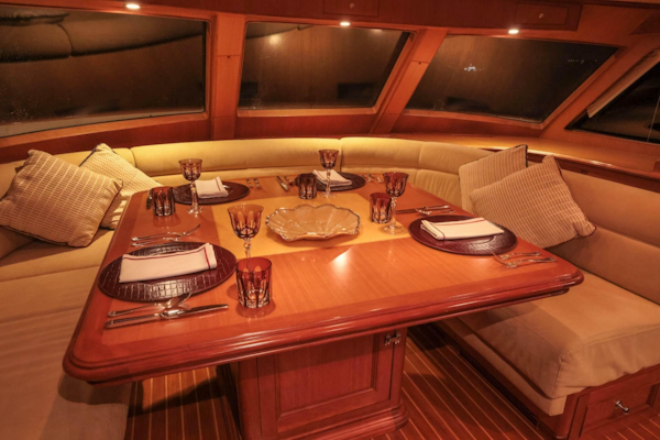 Marlow-Explorer 72E-CB 2010-FIDDLERS DREAM Malta-Pilothouse Table Forward to Galley-6086169