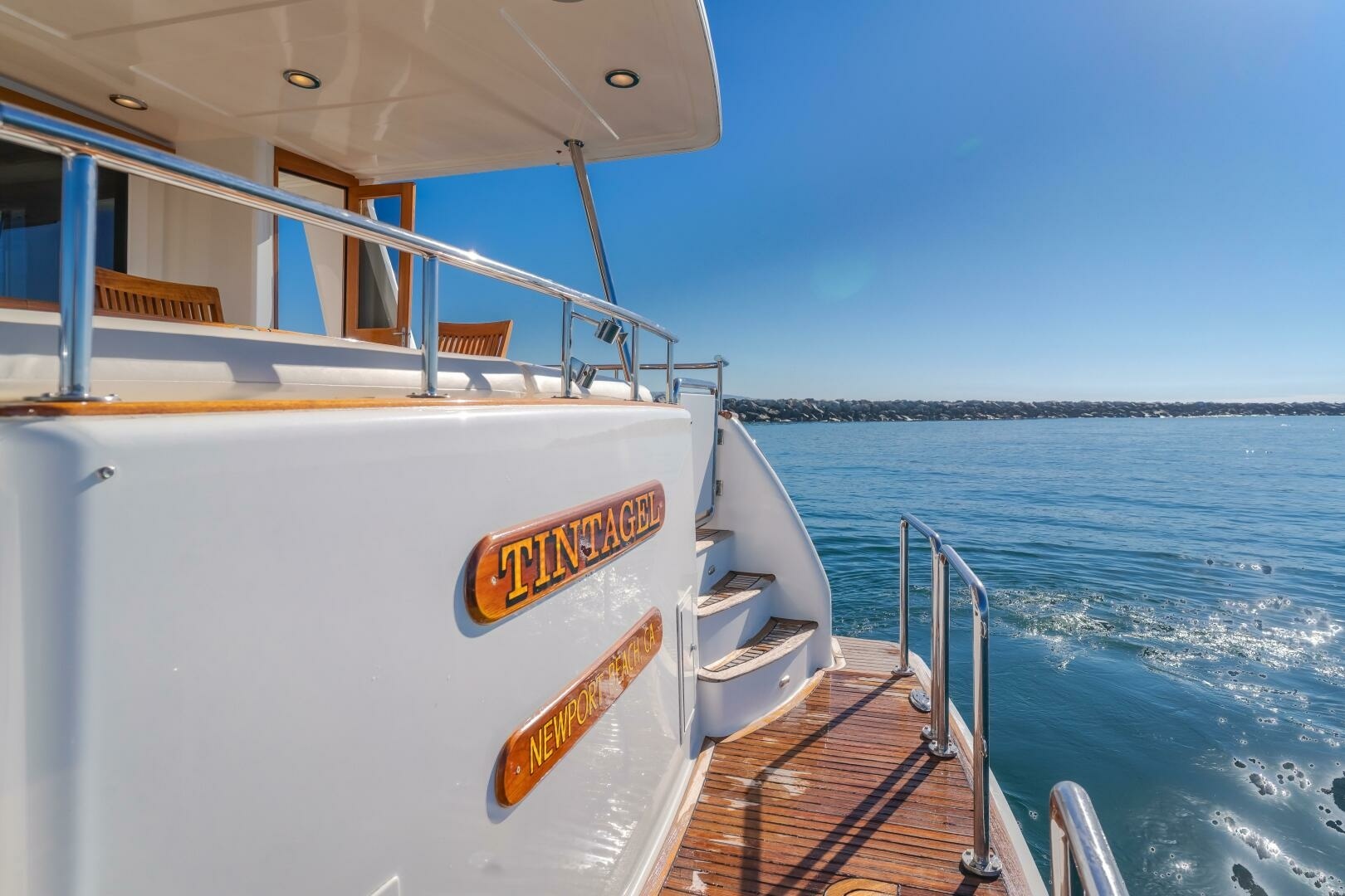 Grand Banks-59 Aleutian RP 2008-TINTAGEL Long Beach-California-United States-Stern View with Aft Deck Stairs-6921142 | Thumbnail