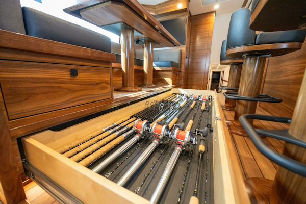 Viking-82 Convertible 2025-Boujie QUEPOS-Costa Rica-2025 82 Viking Convertible Boujie Under Dinette Tackle (1)-6811560