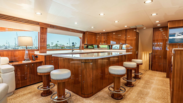 Viking-80 Skybridge 2019-PARTY OF FIVE San Diego-California-United States-2019 Viking 80 Skybridge PARTY OF FIVE  Grand Main Salon with Panoramic Views, Premium Bar & Elegant Entertaining Space-6801998