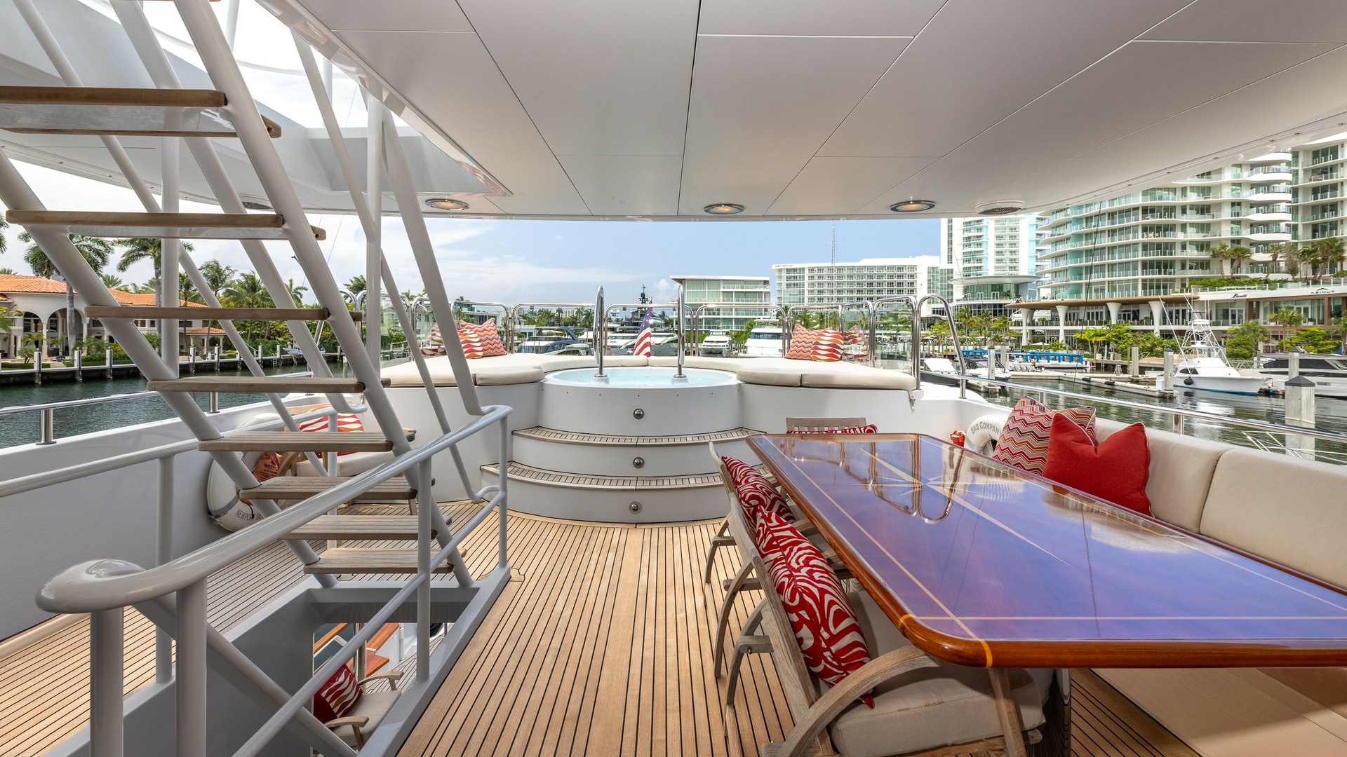 Trinity Yachts-144  1998-BAD COMPANY Fort Lauderdale-Florida-United States-1998 Trinity Yachts Sport Fisherman  BAD COMPANY: Aft Deck with Jacuzzi and Dining-6803487 | Thumbnail