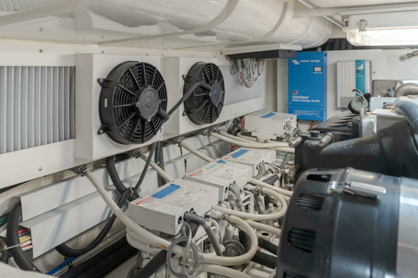 Grand Banks-59 Aleutian RP 2008-TINTAGEL Long Beach-California-United States-Engine Room with Cooling Systems-6921140