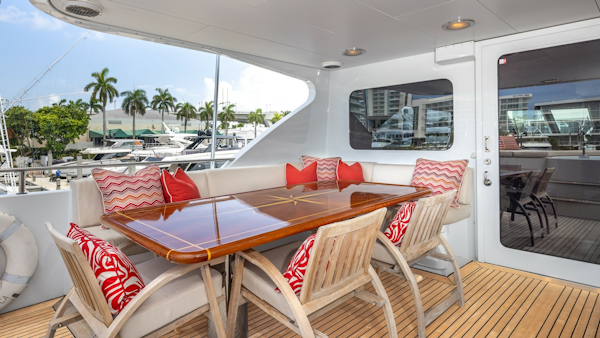 Trinity Yachts-144  1998-BAD COMPANY Fort Lauderdale-Florida-United States-1998 Trinity Yachts Sport Fisherman  BAD COMPANY: Aft Deck with Dining Area-6803486
