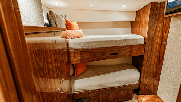 Viking-80 Skybridge 2019-PARTY OF FIVE San Diego-California-United States-2019 Viking 80 Skybridge PARTY OF FIVE  Sophisticated Bunk Stateroom with High-Gloss Wood Finishes & Thoughtful Design-6802023