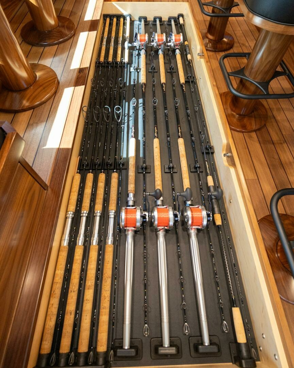 Viking-82 Convertible 2025-Boujie QUEPOS-Costa Rica-2025 82 Viking Convertible Boujie Under Dinette Tackle (2)-6811567